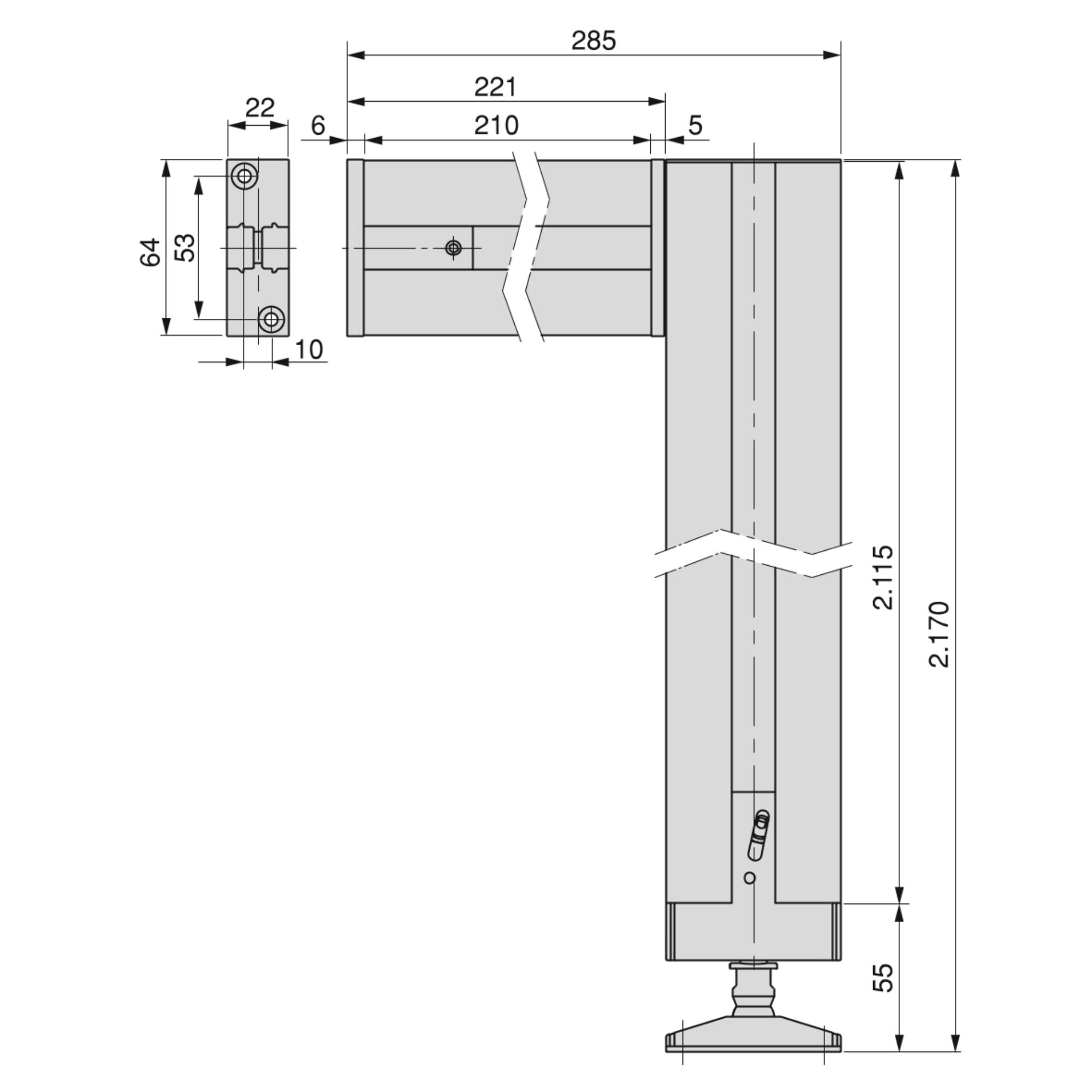 Kit de Moldura Modular Zero com ferragens e 2 perfis para Montagem em Piso e Parede com Nivelador Rectangular